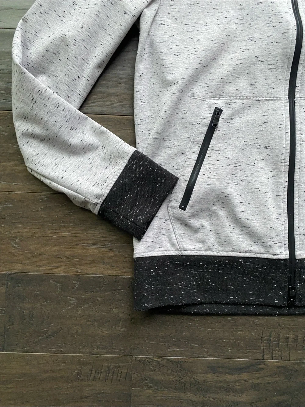 Banana Republic Light Gray Full Zip Bomber Jacket with Black Trim Mens Sz Large